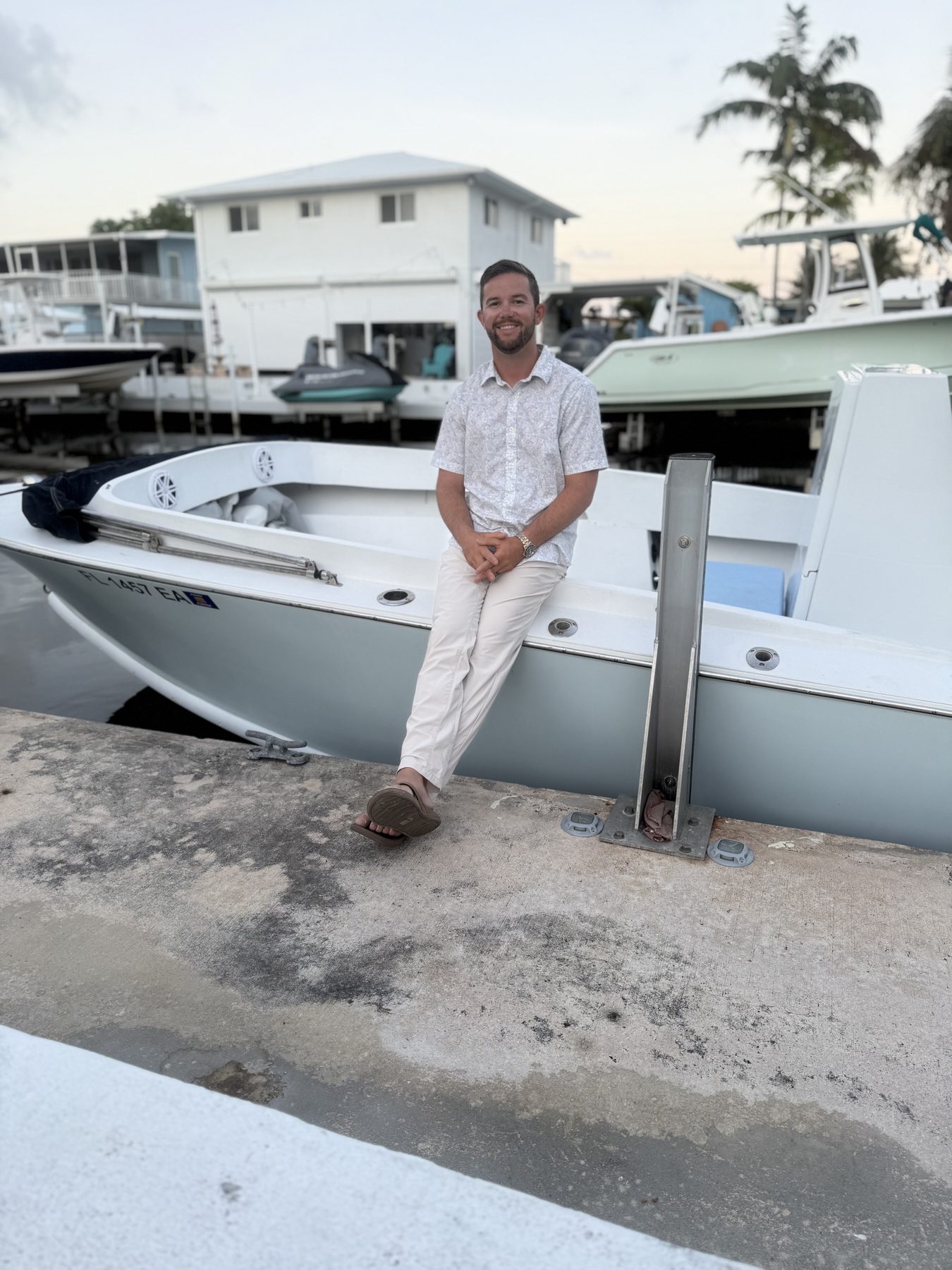 Captain Tyler Stump at the dock in the Florida Keys